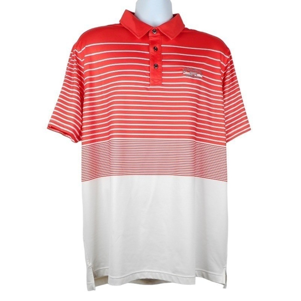 CHASE 54 Golf Polo Shirt Large Orange White Striped Stonebridge‎ Country Club